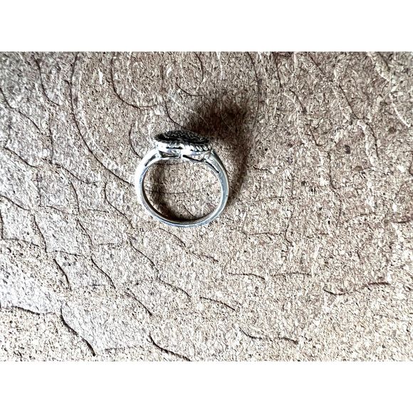 Silver Heart Shape Diamond Ring Size 7 - Picture 6 of 8